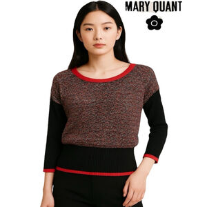Women's Mary Quant Designer Sweater L Black Red